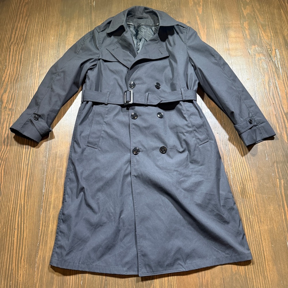 Defense Logistics Agency Trench Coat Mens 40R Black All Weather American Apparel